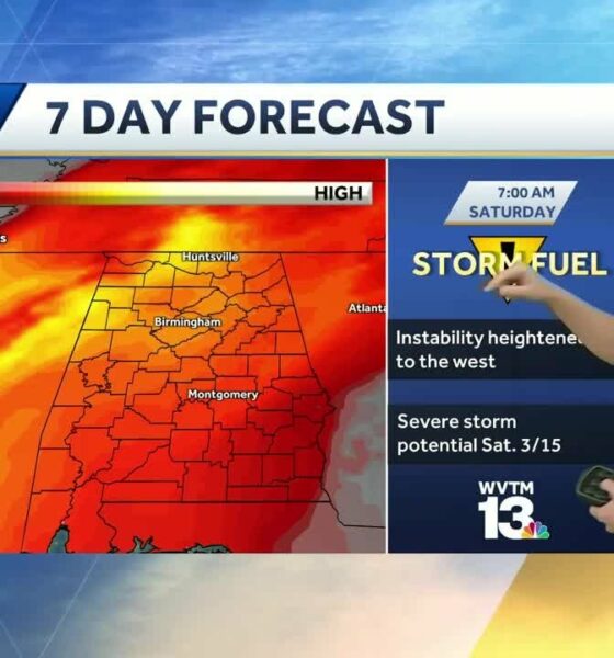 Alabama weather: Rainy Sunday, warmer through mid-week and severe storm potential Saturday.