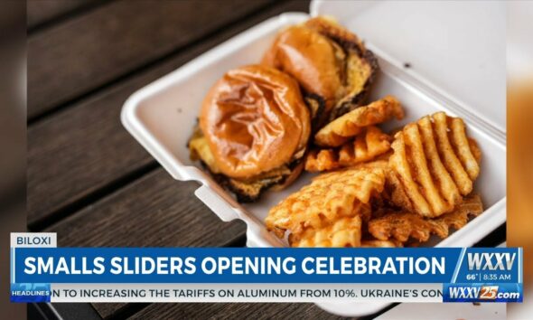 WXXV Everett Ganier Jr. stops by Smalls Sliders Opening Celebration in Biloxi