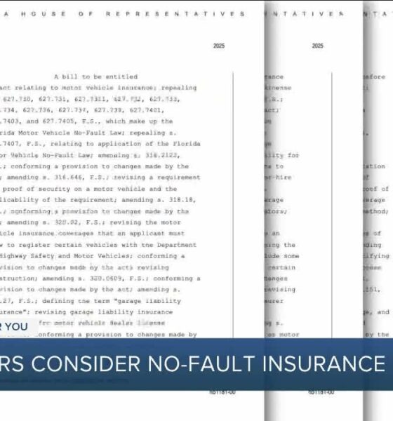 Florida lawmakers consider no fault auto insurance